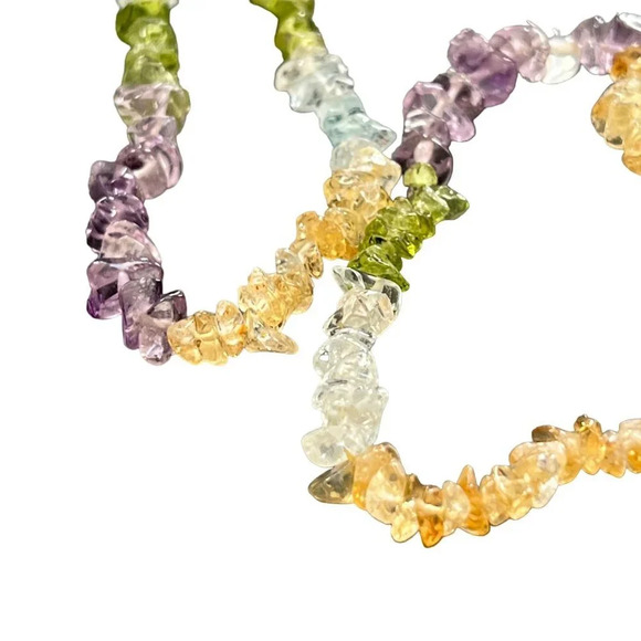 Aquamarine Citrine Peridot Amethyst Semi-Precious Gemstone Nugget Bead Necklace - Picture 5 of 7